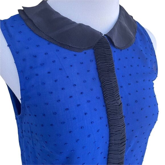 Anthropologie Postmark Blue Swiss Dot Sleeveless Blouse 2 - Picture 2 of 6